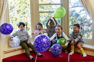 children with balloons